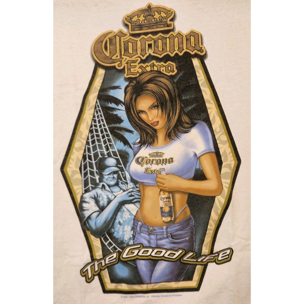 Vtg Corona Extra Shirt “The Good Life” Good Girl Brunette T-Shirt XL ODM 2001